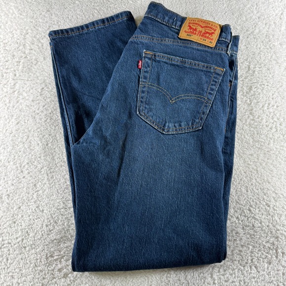 Levi's Other - Men's Size 34x30 Levi 505 Regular Fit Denim Blue Jeans Medium Dark Wash Stretch